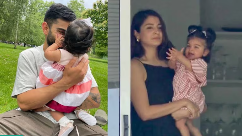 Virat-Anushka with their child in a London park