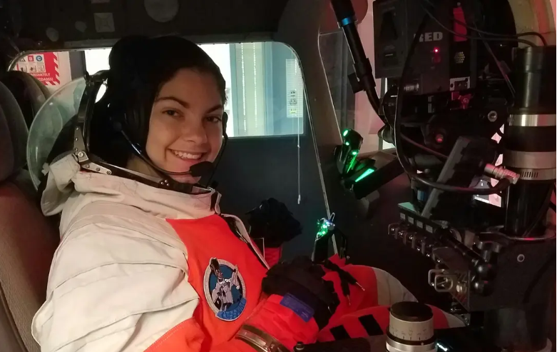 Alyssa in a zero-gravity training simulator