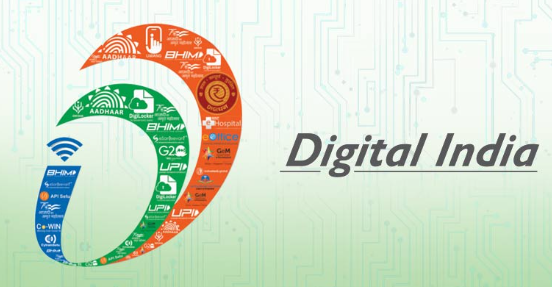 Digital India 10 Years celebration showing UPI, Aadhaar, and DigiLocker milestones
